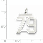 Sterling Silver Rhodium-plated Medium Satin Number 79 Charm