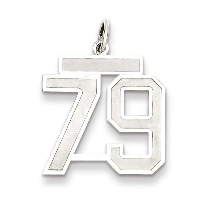 Sterling Silver/Rhodium-plated Satin Number 79 Charm