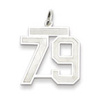 Sterling Silver/Rhodium-plated Satin Number 79 Charm