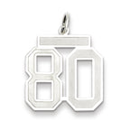 Sterling Silver/Rhodium-plated Satin Number 80 Charm