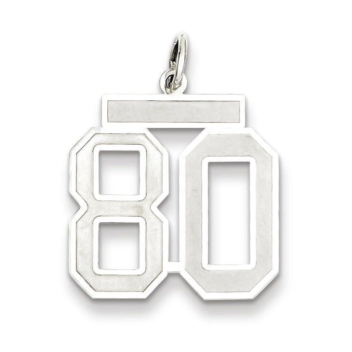 Sterling Silver/Rhodium-plated Satin Number 80 Charm