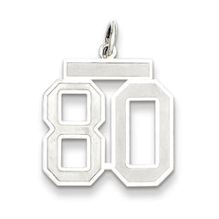 Sterling Silver/Rhodium-plated Satin Number 80 Charm