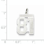 Sterling Silver Rhodium-plated Medium Satin Number 81 Charm