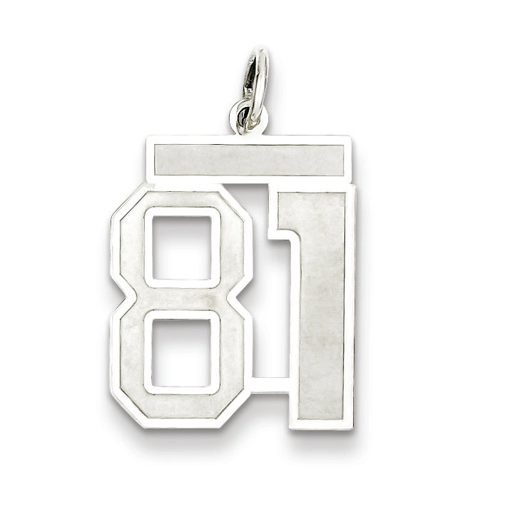 Sterling Silver/Rhodium-plated Satin Number 81 Charm Main image