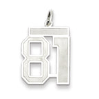 Sterling Silver/Rhodium-plated Satin Number 81 Charm