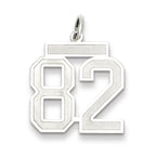 Sterling Silver/Rhodium-plated Satin Number 82 Charm