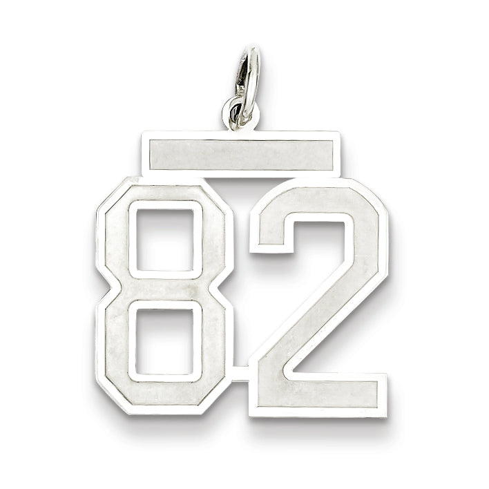 Sterling Silver/Rhodium-plated Satin Number 82 Charm