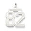 Sterling Silver/Rhodium-plated Satin Number 82 Charm