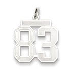 Sterling Silver/Rhodium-plated Satin Number 83 Charm