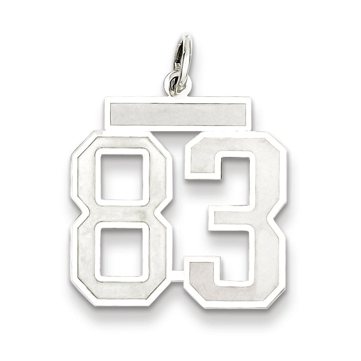 Sterling Silver/Rhodium-plated Satin Number 83 Charm