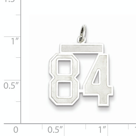 Sterling Silver Rhodium-plated Medium Satin Number 84 Charm