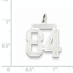 Sterling Silver Rhodium-plated Medium Satin Number 84 Charm