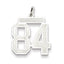 Sterling Silver/Rhodium-plated Satin Number 84 Charm
