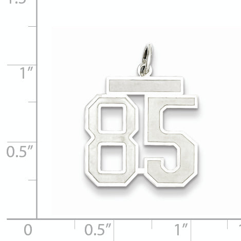 Sterling Silver Rhodium-plated Medium Satin Number 85 Charm Secondary image