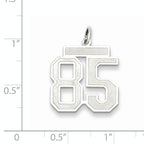 Sterling Silver Rhodium-plated Medium Satin Number 85 Charm