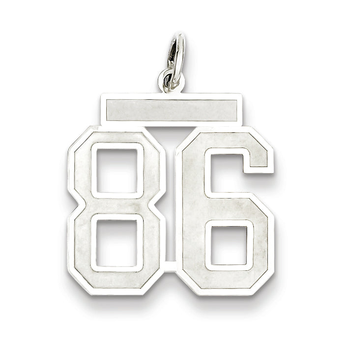 Sterling Silver/Rhodium-plated Satin Number 86 Charm Main image