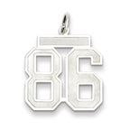 Sterling Silver/Rhodium-plated Satin Number 86 Charm