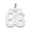 Sterling Silver/Rhodium-plated Satin Number 86 Charm