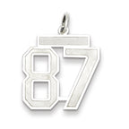 Sterling Silver/Rhodium-plated Satin Number 87 Charm