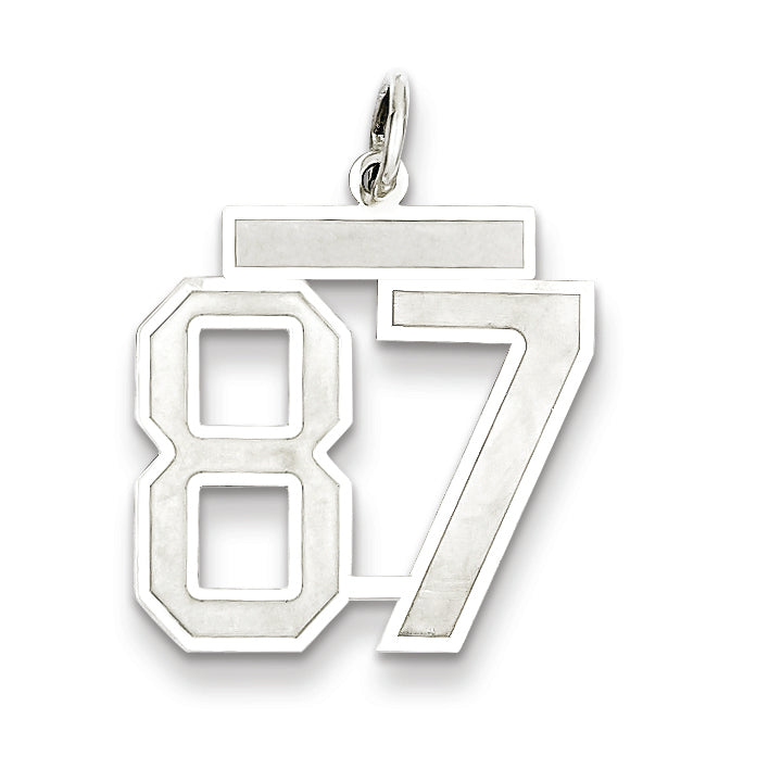 Sterling Silver/Rhodium-plated Satin Number 87 Charm