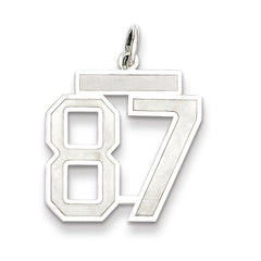 Sterling Silver/Rhodium-plated Satin Number 87 Charm