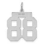 Sterling Silver Rhodium-plated Medium Satin Number 88 Charm