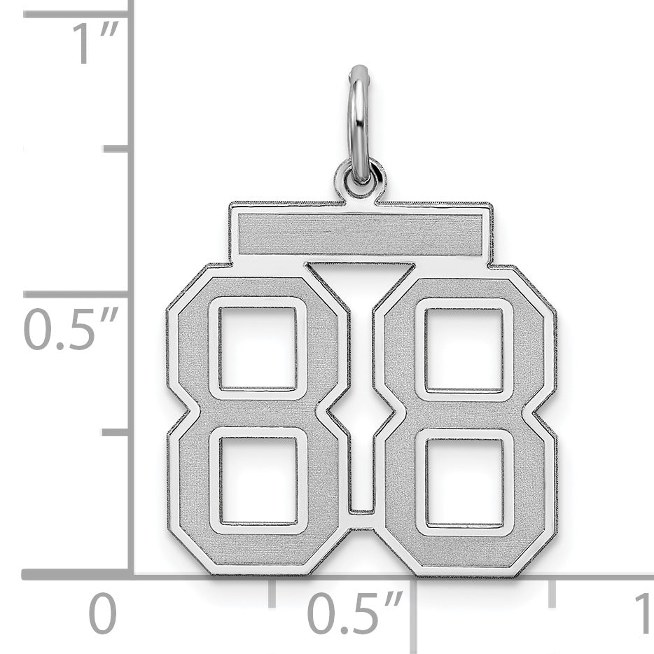 Sterling Silver Rhodium-plated Medium Satin Number 88 Charm