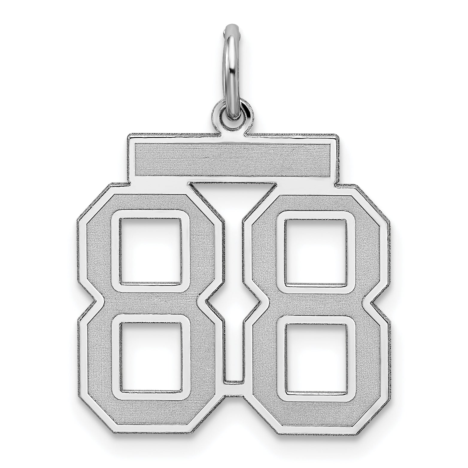 Sterling Silver/Rhodium-plated Satin Number 88 Charm Main image