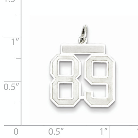 Sterling Silver Rhodium-plated Medium Satin Number 89 Charm Secondary image
