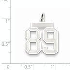 Sterling Silver Rhodium-plated Medium Satin Number 89 Charm