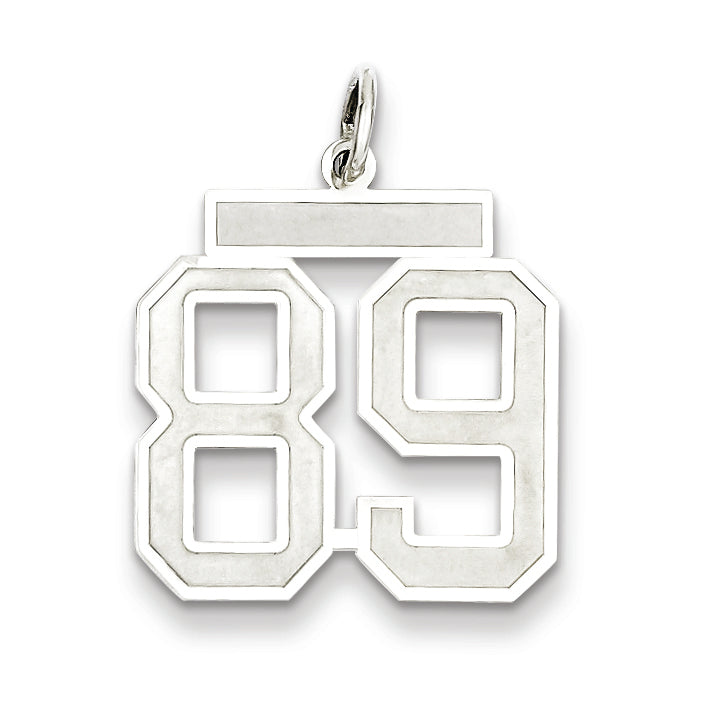 Sterling Silver/Rhodium-plated Satin Number 89 Charm