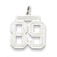 Sterling Silver/Rhodium-plated Satin Number 89 Charm