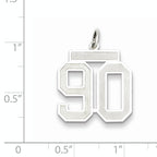 Sterling Silver Rhodium-plated Medium Satin Number 90 Charm
