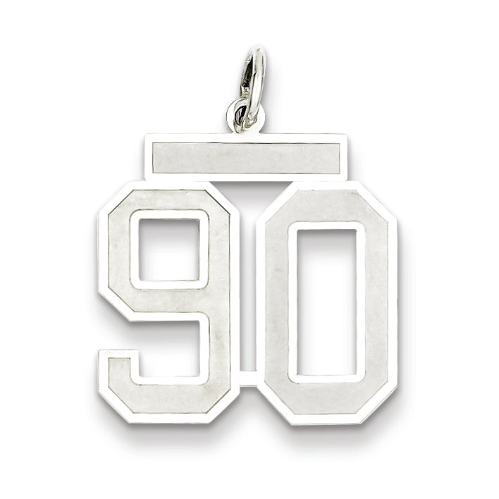 Sterling Silver/Rhodium-plated Satin Number 90 Charm