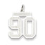 Sterling Silver/Rhodium-plated Satin Number 90 Charm