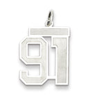 Sterling Silver/Rhodium-plated Satin Number 91 Charm