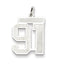 Sterling Silver/Rhodium-plated Satin Number 91 Charm