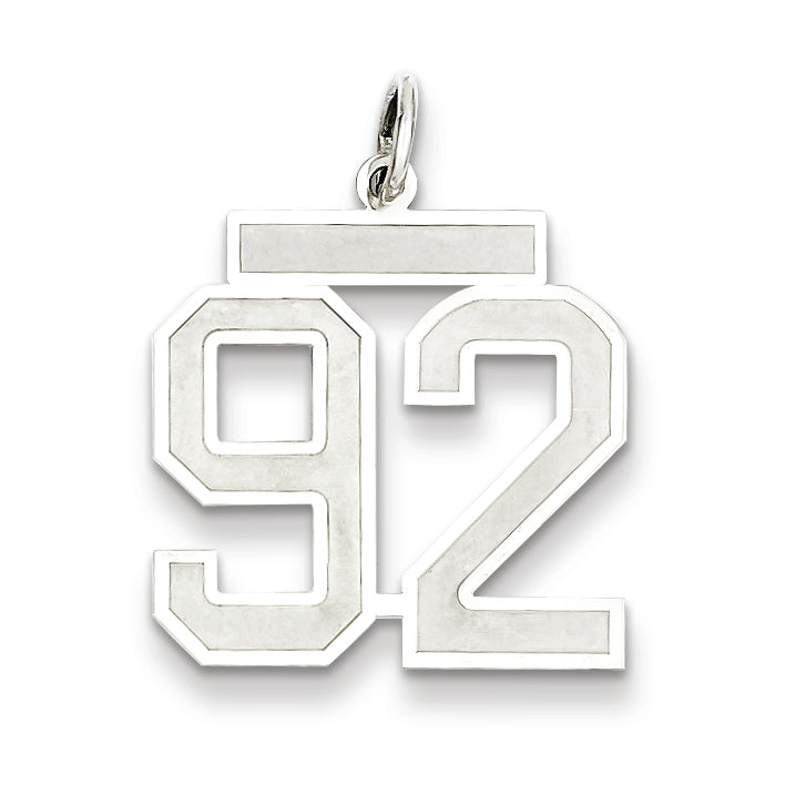 Sterling Silver/Rhodium-plated Satin Number 92 Charm Main image
