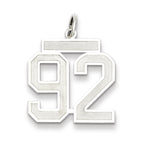 Sterling Silver/Rhodium-plated Satin Number 92 Charm