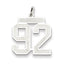Sterling Silver/Rhodium-plated Satin Number 92 Charm