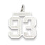 Sterling Silver/Rhodium-plated Satin Number 93 Charm