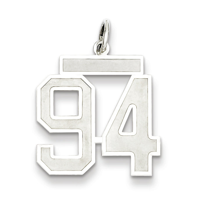 Sterling Silver/Rhodium-plated Satin Number 94 Charm