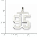 Sterling Silver Rhodium-plated Medium Satin Number 95 Charm