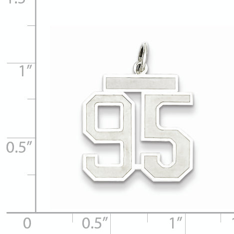 Sterling Silver Rhodium-plated Medium Satin Number 95 Charm