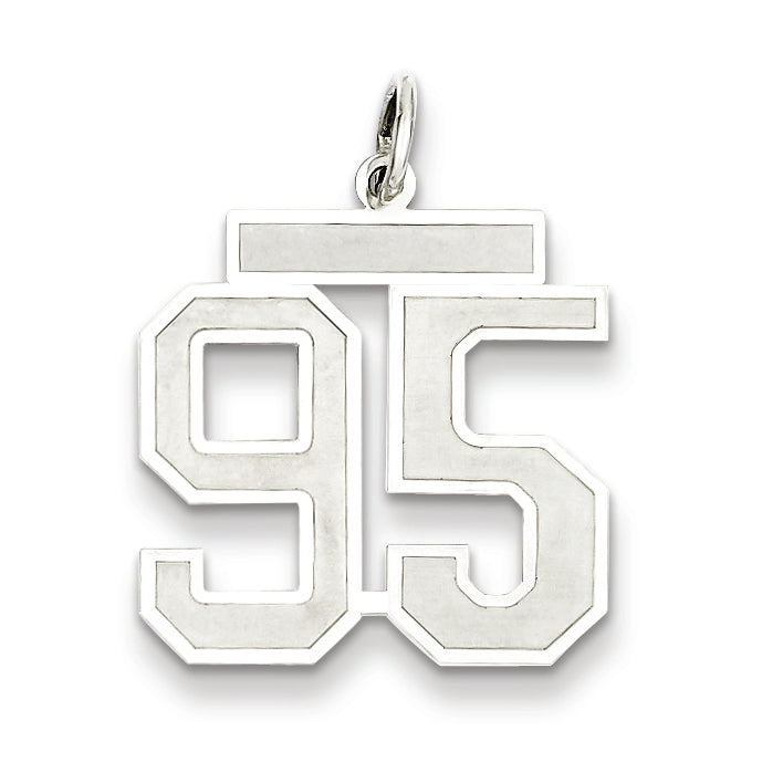 Sterling Silver/Rhodium-plated Satin Number 95 Charm