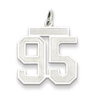 Sterling Silver/Rhodium-plated Satin Number 95 Charm