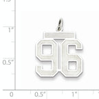 Sterling Silver Rhodium-plated Medium Satin Number 96 Charm