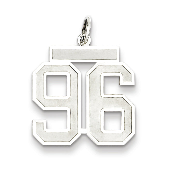 Sterling Silver/Rhodium-plated Satin Number 96 Charm