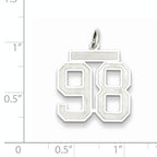 Sterling Silver Rhodium-plated Medium Satin Number 98 Charm