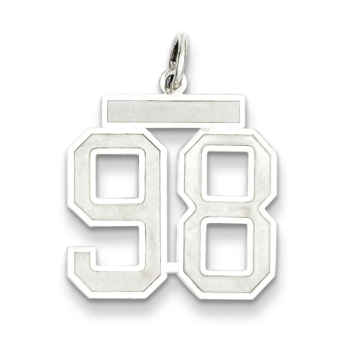 Sterling Silver/Rhodium-plated Satin Number 98 Charm Main image